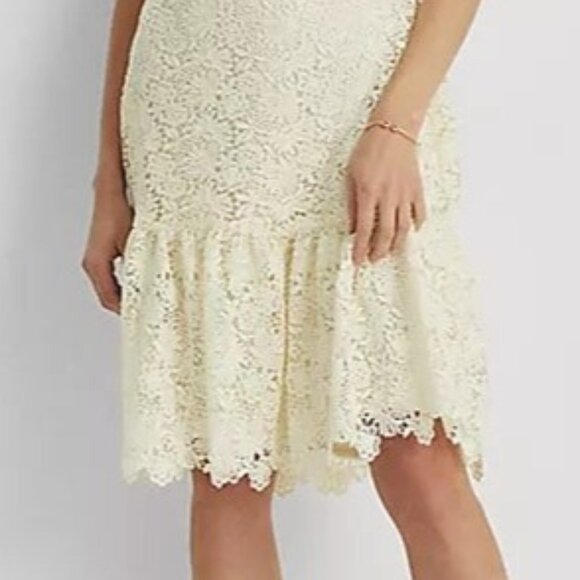 Lauren Ralph Lauren Women’s Lace Sleeveless Dress Victorian Romantic Ivory Sz. 8 - Picture 7 of 17